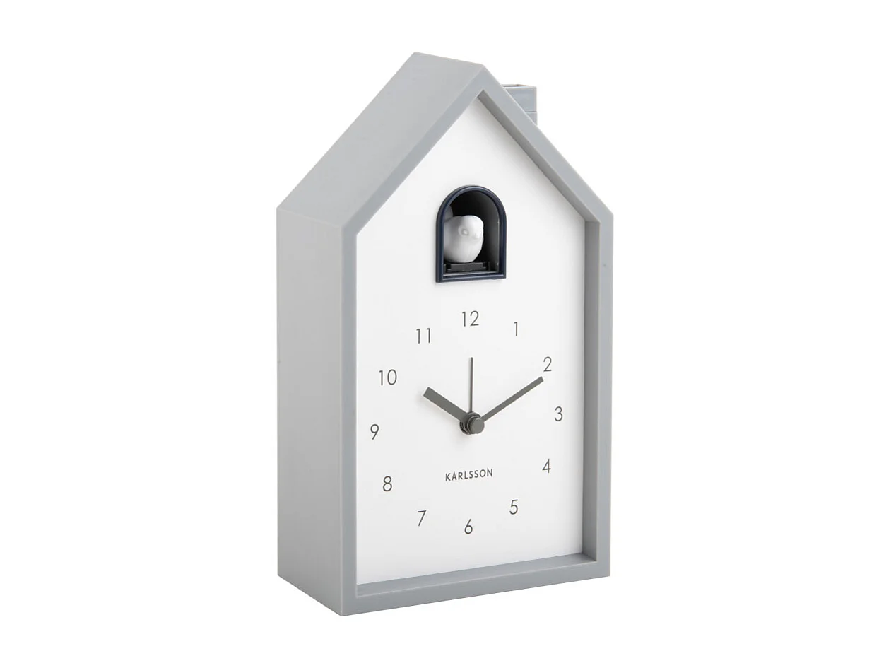 Alarm Modern Cuckoo - Réveil en plastique avec coucou - Gris