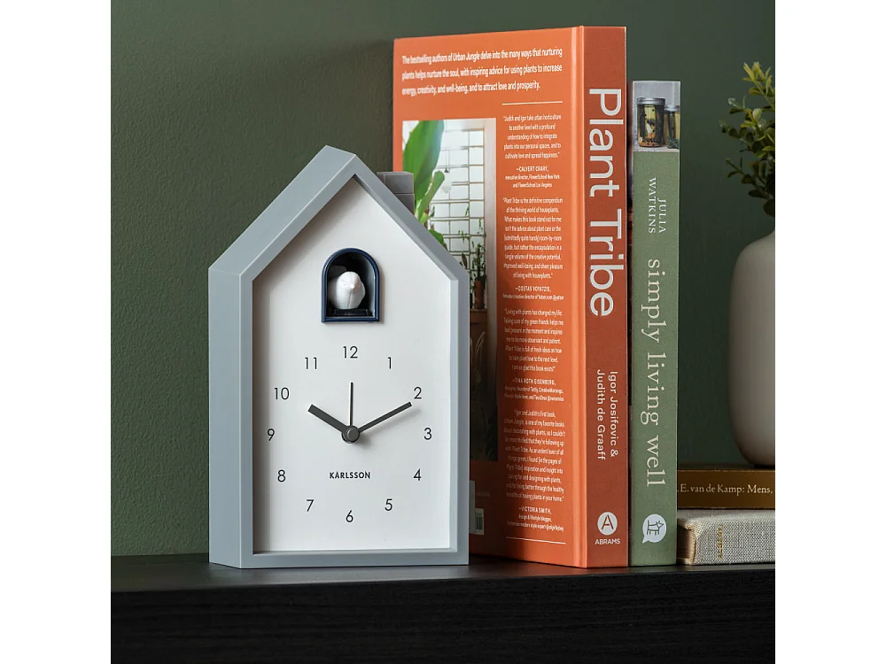 Alarm Modern Cuckoo - Réveil en plastique avec coucou - Gris