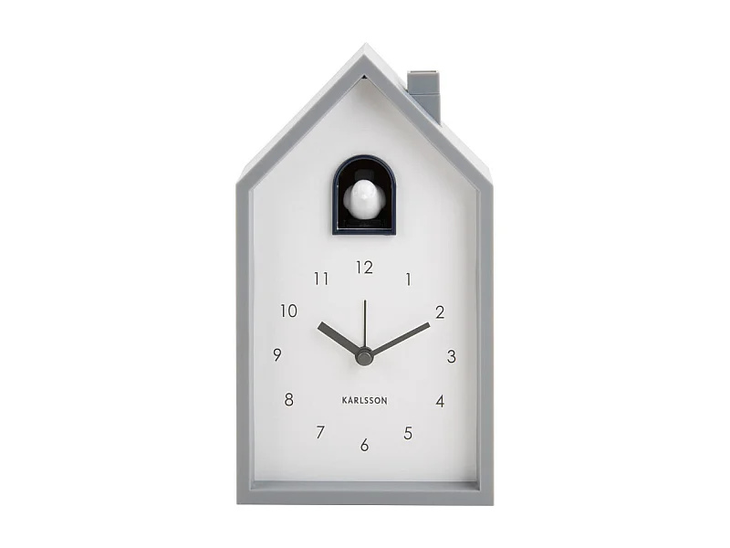 Alarm Modern Cuckoo - Réveil en plastique avec coucou - Gris