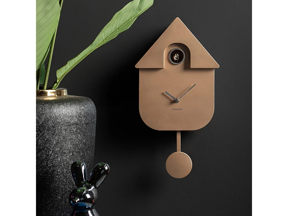 Modern Cuckoo - Horloge à pendule finition métallisée - Rose