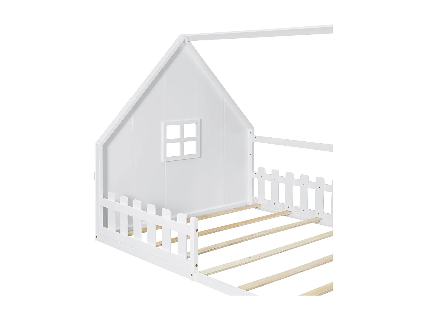 Kinderhutbed 140x200 cm - Huisvorm - Grenen en MDF - Wit