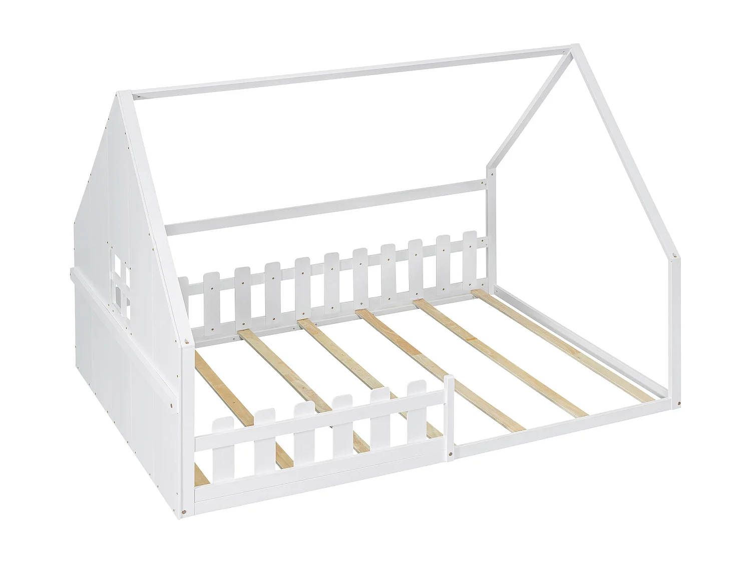 Kinderhutbed 140x200 cm - Huisvorm - Grenen en MDF - Wit