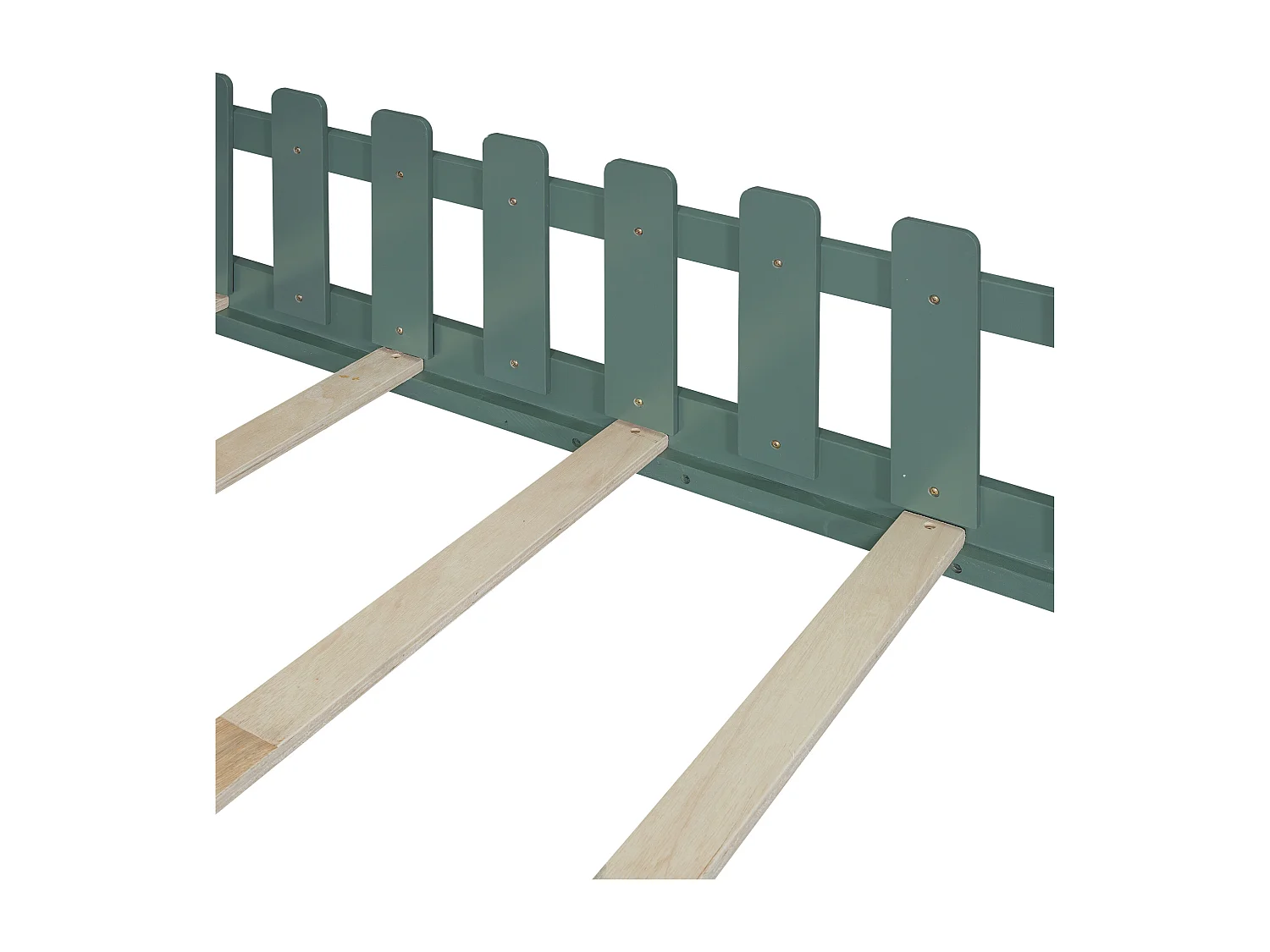 Lit cabane pour enfant 140x200 cm - en forme de maison - en bois de pin et MDF - Vert