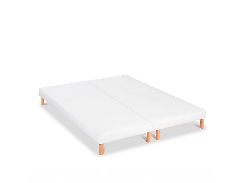 BELLECOUR LITERIE | Jeu de 2 sommiers tapissiers CAPUCINE 2x90x200 cm | Epaisseur 13 cm | Blanc (pieds inclus)