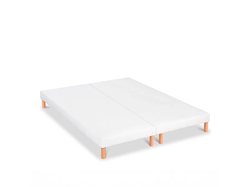 BELLECOUR LITERIE | Jeu de 2 sommiers tapissiers CAPUCINE 2x90x200 cm | Epaisseur 13 cm | Blanc (pieds inclus)