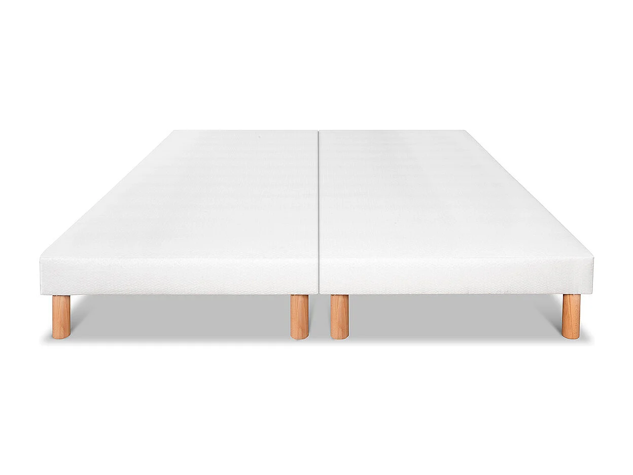 BELLECOUR LITERIE | Jeu de 2 sommiers tapissiers CAPUCINE 2x80x200 cm | Epaisseur 13 cm | Blanc (pieds inclus)