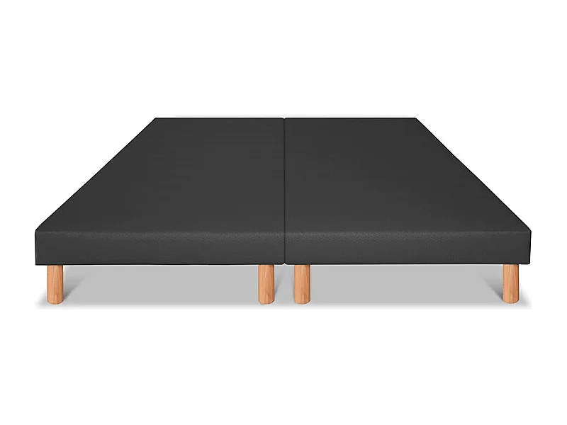 BELLECOUR LITERIE | Jeu de 2 sommiers tapissiers CAPUCINE 2x90x200 cm | Epaisseur 13 cm | Gris anthracite (pieds inclus)