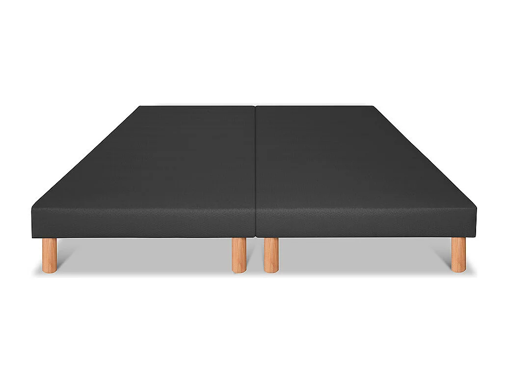 BELLECOUR LITERIE | Jeu de 2 sommiers tapissiers CAPUCINE 2x90x200 cm | Epaisseur 13 cm | Gris anthracite (pieds inclus)