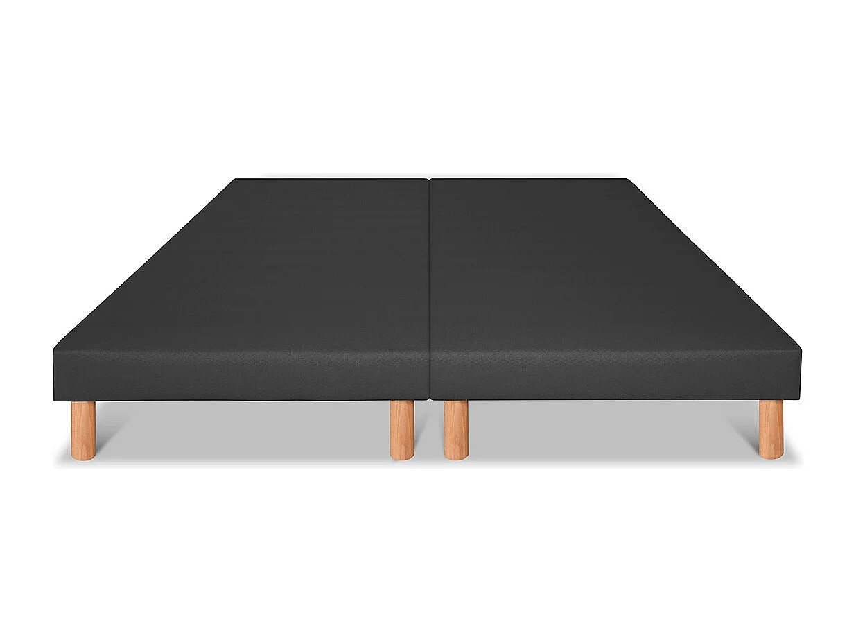 BELLECOUR LITERIE | Jeu de 2 sommiers tapissiers CAPUCINE 2x80x200 cm | Epaisseur 13 cm | Gris anthracite (pieds inclus)