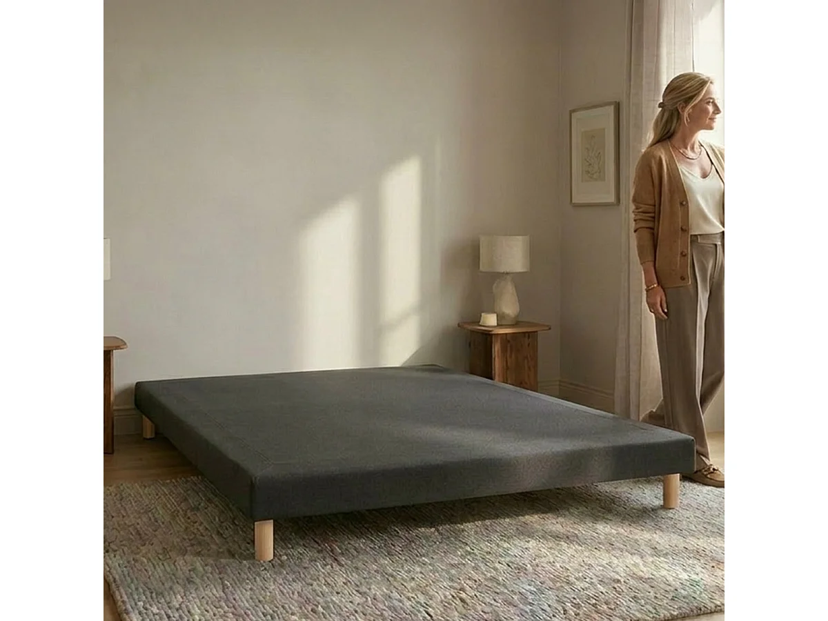 Sommier tapissier Tissu Capucine 70x190 cm - 2x70x190 cm - Gris