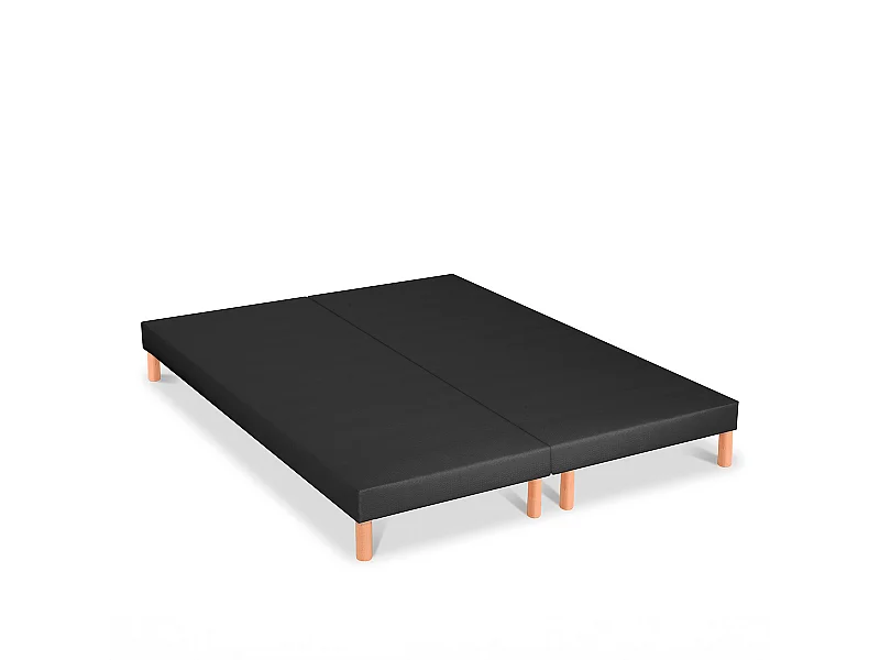 BELLECOUR LITERIE | Jeu de 2 sommiers tapissiers CAPUCINE 2x70x190 cm | Epaisseur 13 cm | Gris anthracite (pieds inclus)