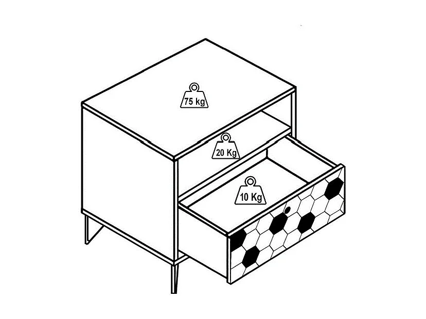 2er-Set Nachttische mit 1 Schublade & 1 Ablagefach - Mangoholz & Metall - Schwarz & Goldfarben - BELORI