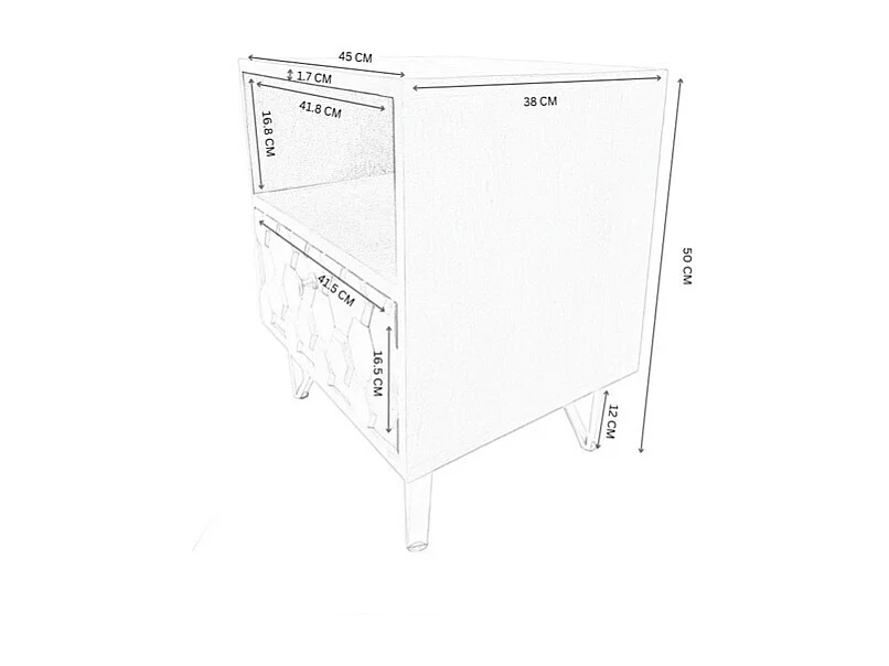 2er-Set Nachttische mit 1 Schublade & 1 Ablagefach - Mangoholz & Metall - Schwarz & Goldfarben - BELORI
