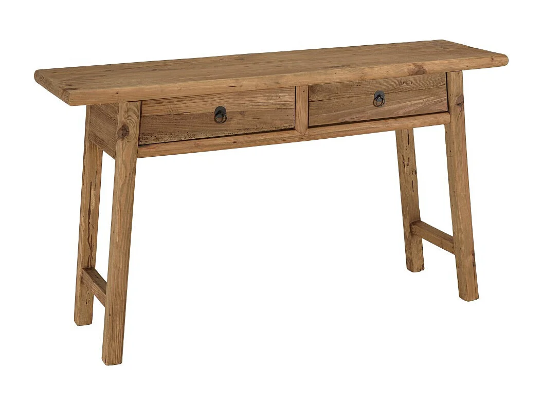 SANDY - Console 2 tiroirs bois pin recyclé