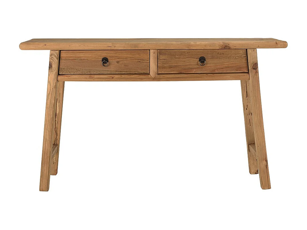 SANDY - Console 2 tiroirs bois pin recyclé