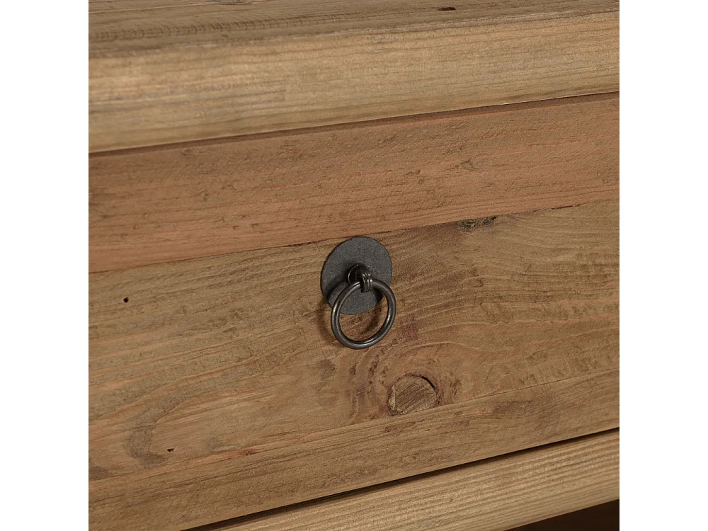 SANDY - Meuble TV 4 tiroirs 1 niche, longueur 200cm bois pin recyclé