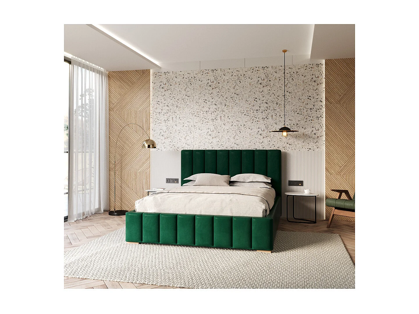 Lit Coffre Austin 120 x 200 cm avec sommier à lattes relevable Vert