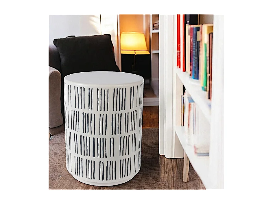 Table d'appoint ronde manguier blanc et noir NOVA