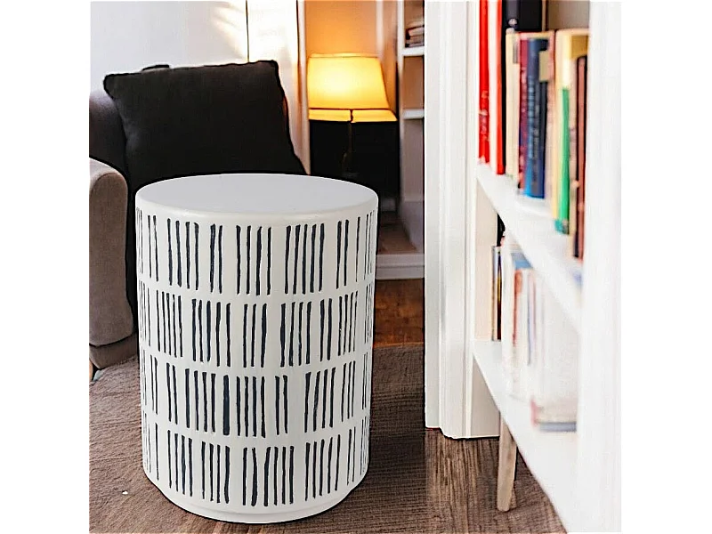 Table d'appoint ronde manguier blanc et noir NOVA