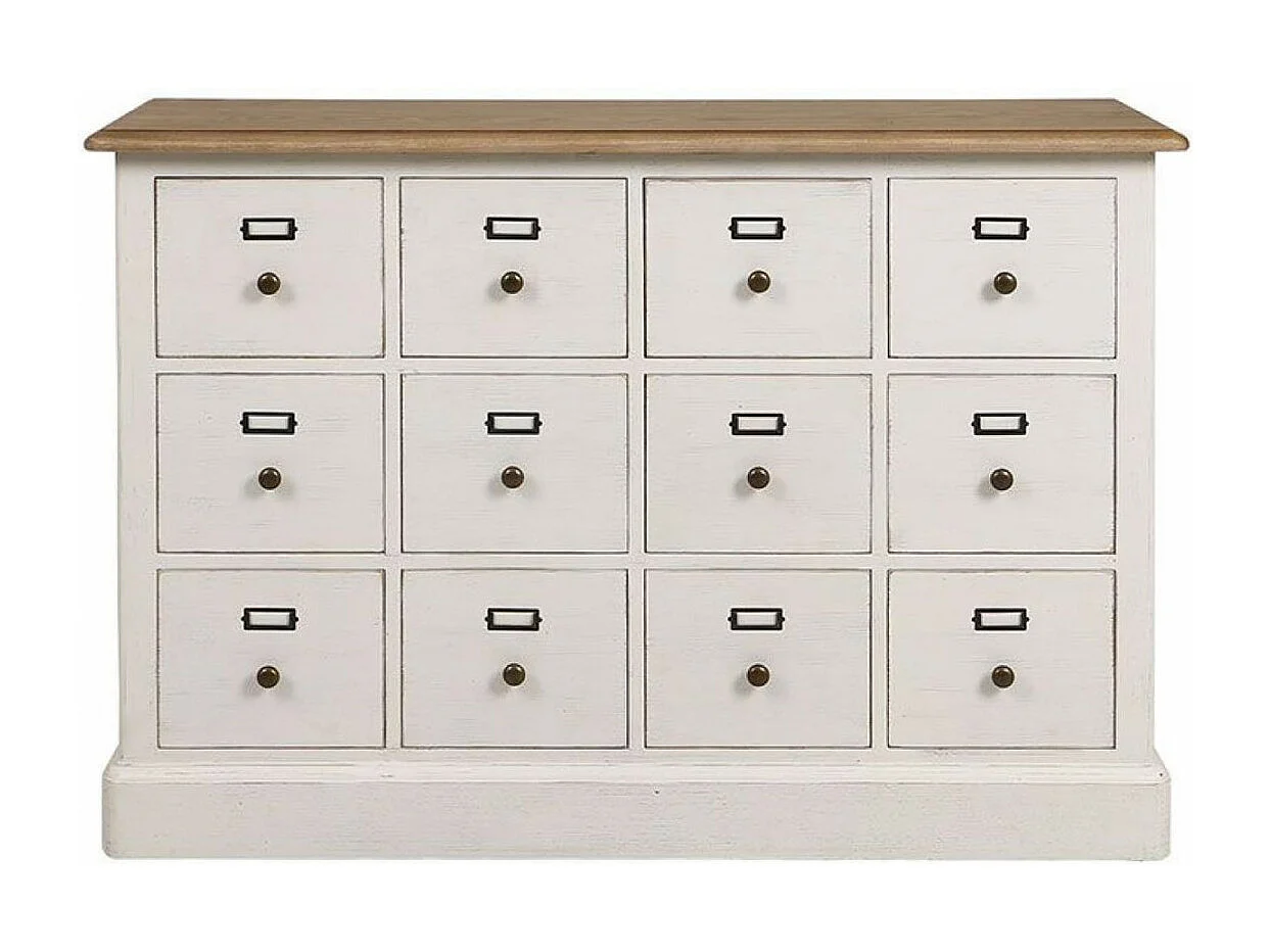 Meuble de métier 12 tiroirs Bois Blanc - Manoir Interior's