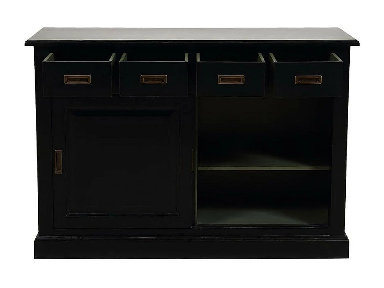 Buffet bas 2 portes 4 tiroirs supérieurs MDF Noir - Rhode Island Interior's