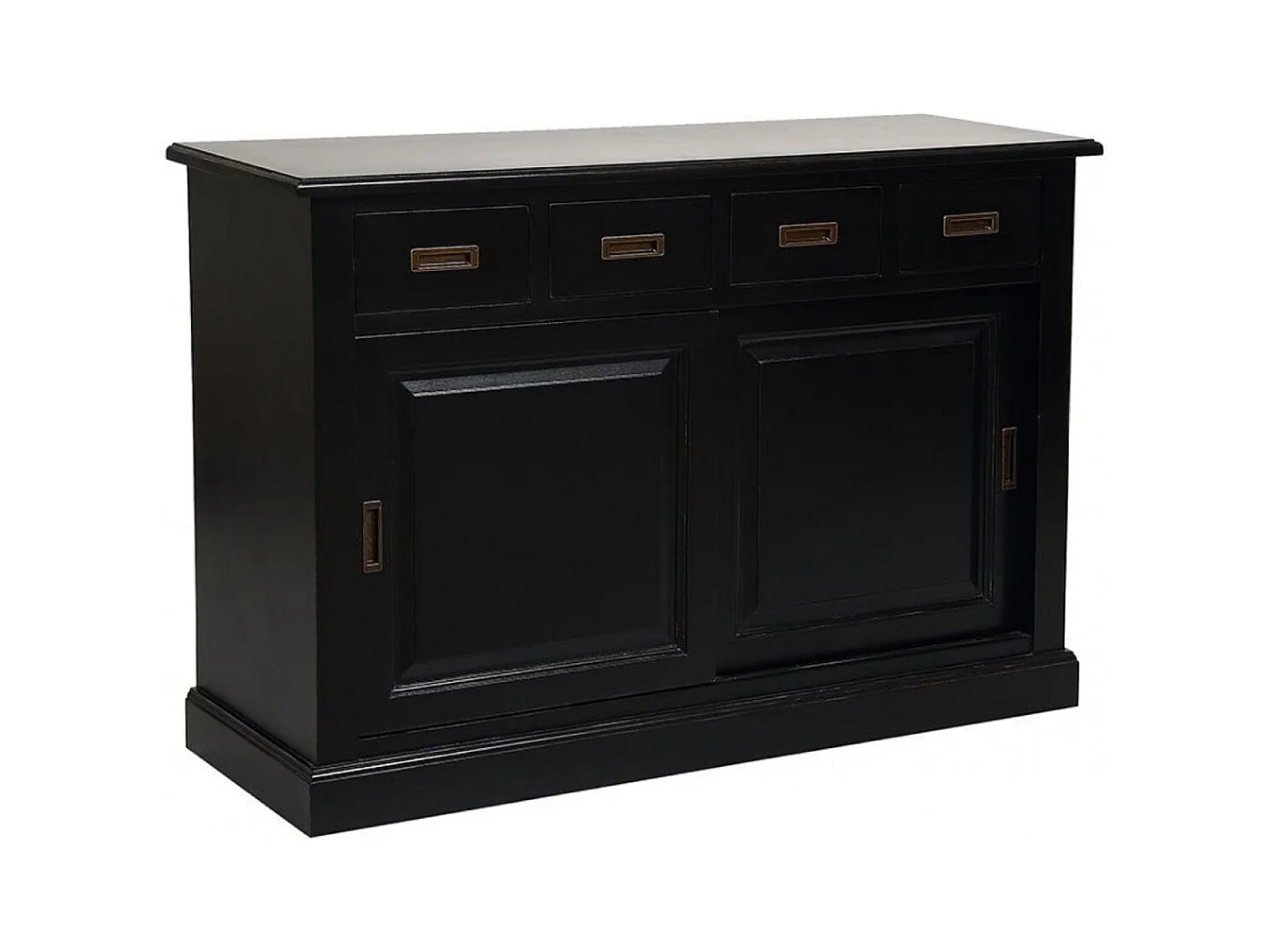 Buffet bas 2 portes 4 tiroirs supérieurs MDF Noir - Rhode Island Interior's