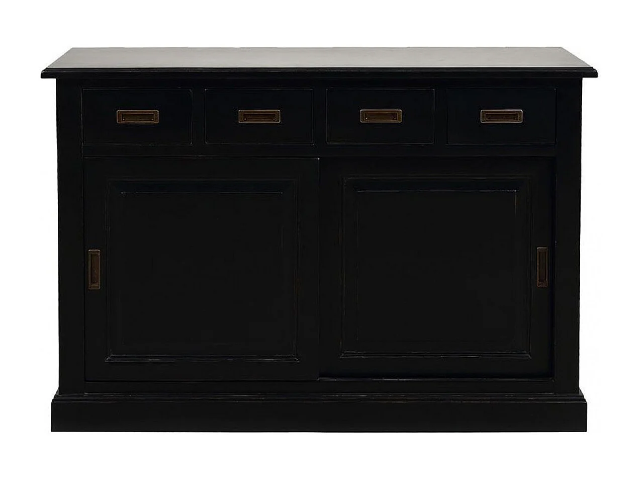 Buffet bas 2 portes 4 tiroirs supérieurs MDF Noir - Rhode Island Interior's