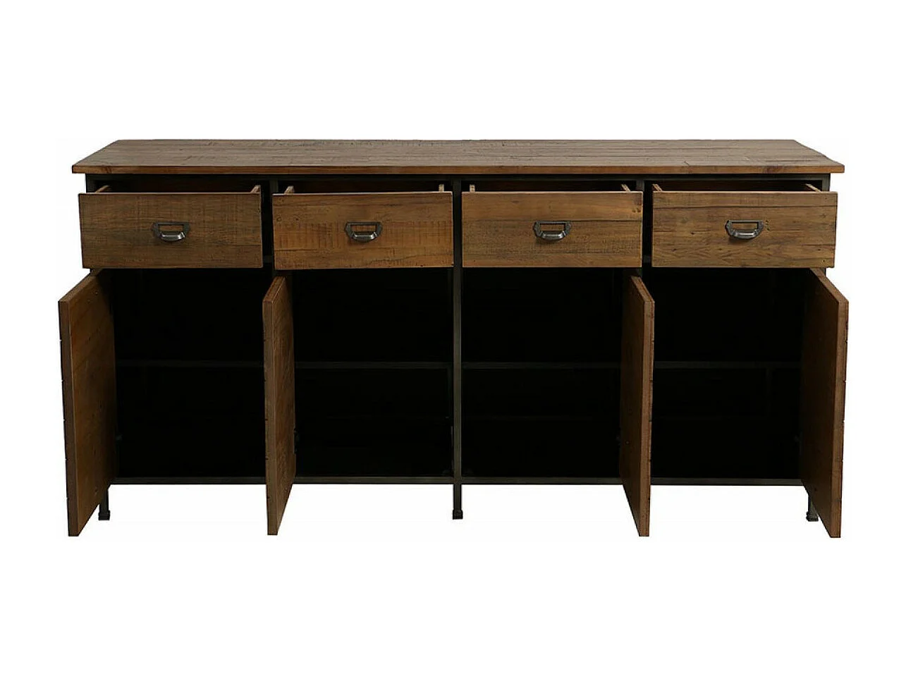 Buffet bas 4 portes 4 tiroirs Bois Marron - Manufacture Interior's