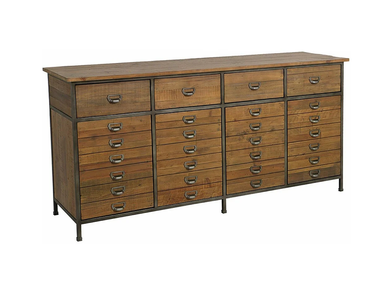 Buffet bas 4 portes 4 tiroirs Bois Marron - Manufacture Interior's