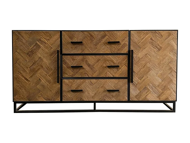 Buffet bas 2 portes 3 tiroirs Bois Marron - Haussmann Interior's