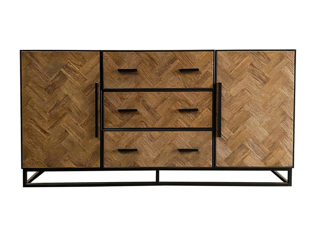 Buffet bas 2 portes 3 tiroirs Bois Marron - Haussmann Interior's