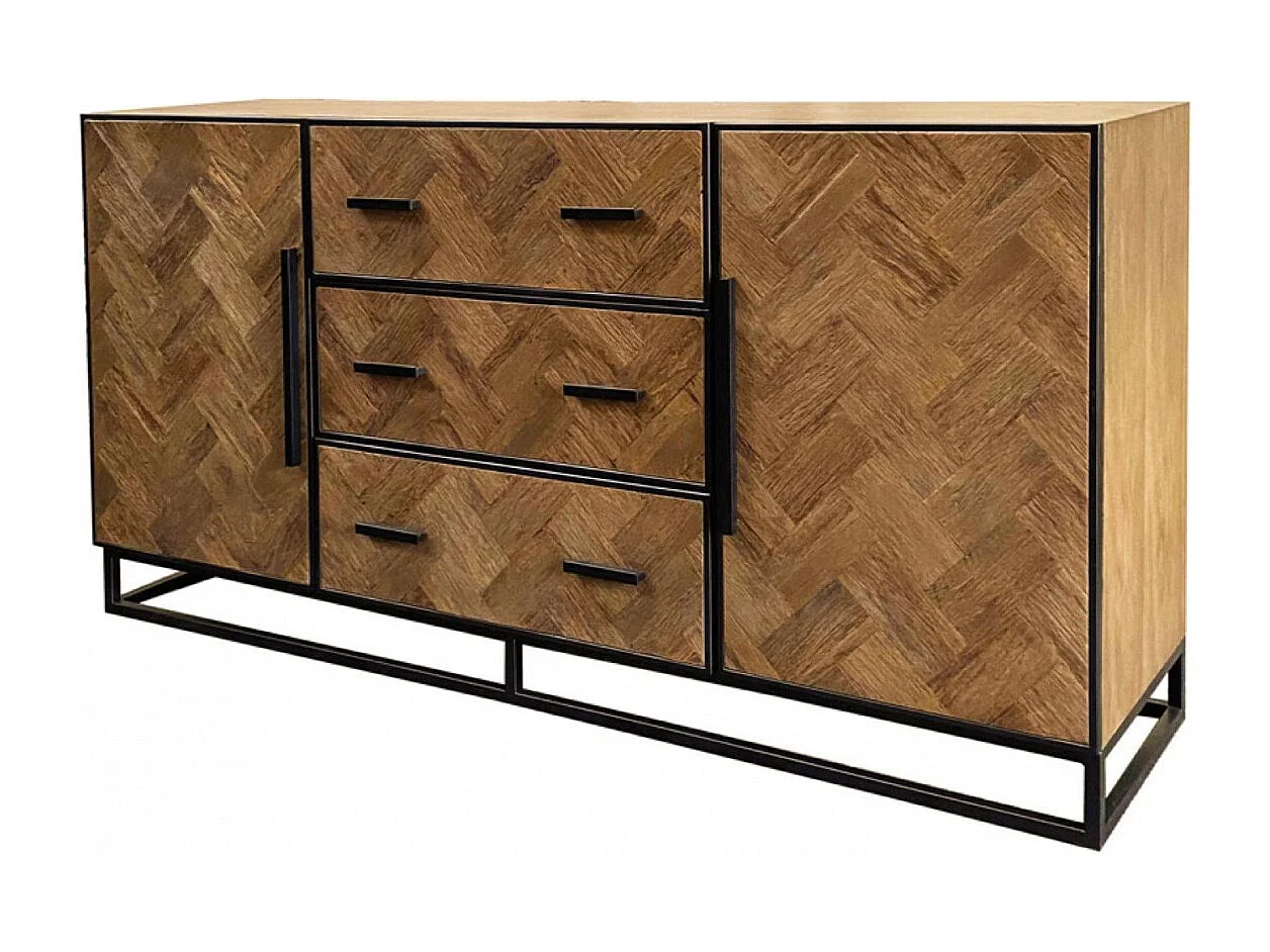 Buffet bas 2 portes 3 tiroirs Bois Marron - Haussmann Interior's