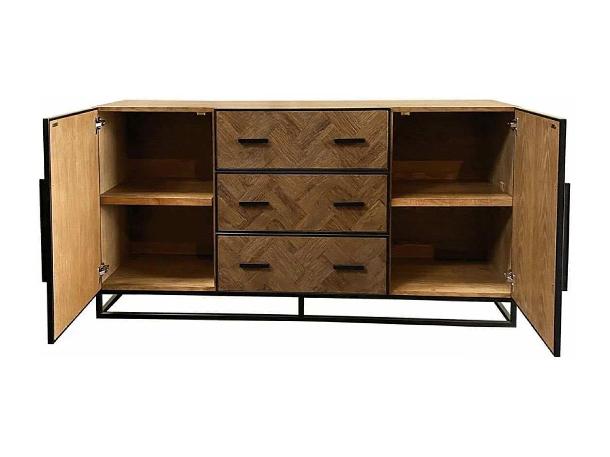 Buffet bas 2 portes 3 tiroirs Bois Marron - Haussmann Interior's