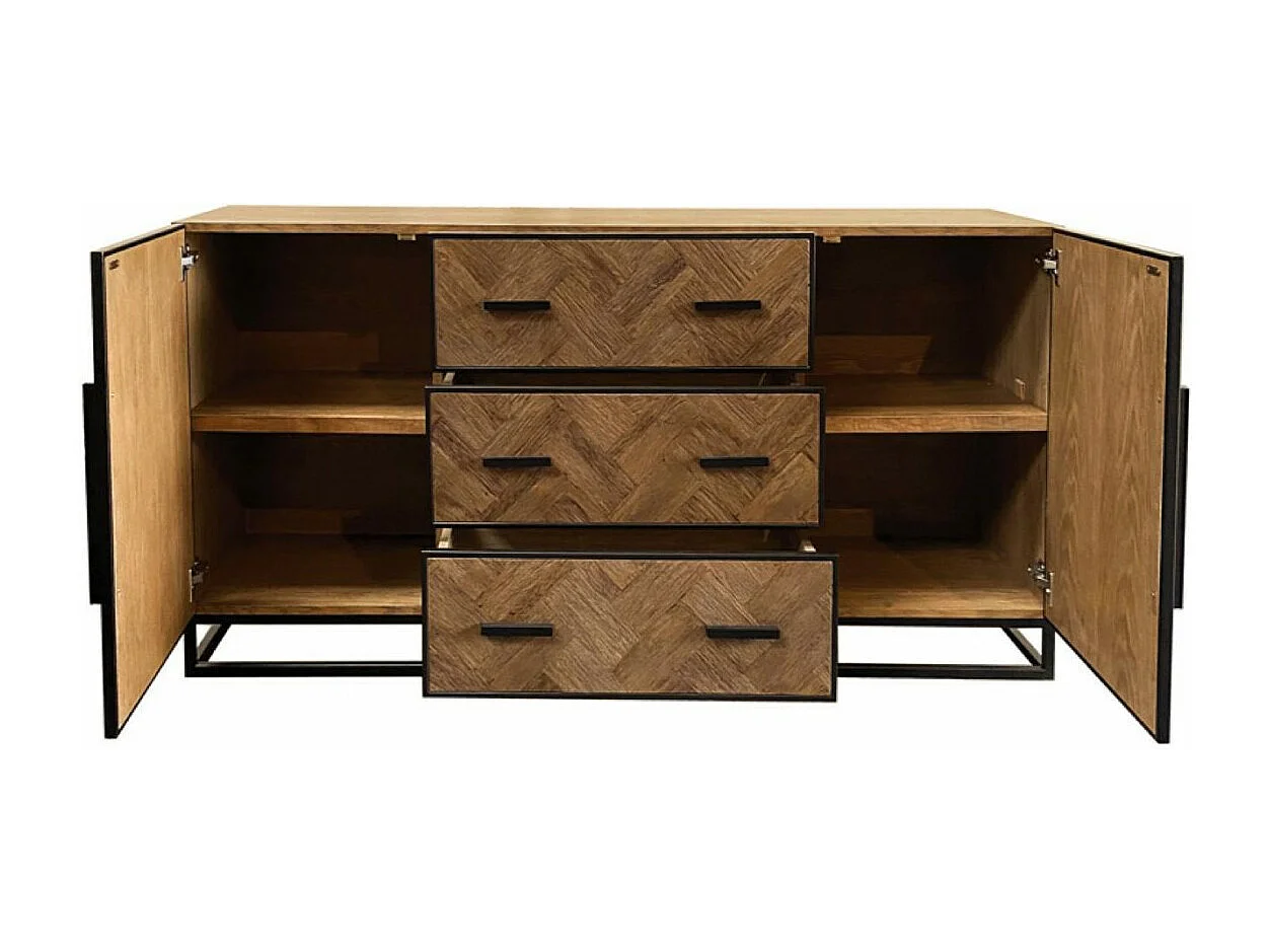 Buffet bas 2 portes 3 tiroirs Bois Marron - Haussmann Interior's