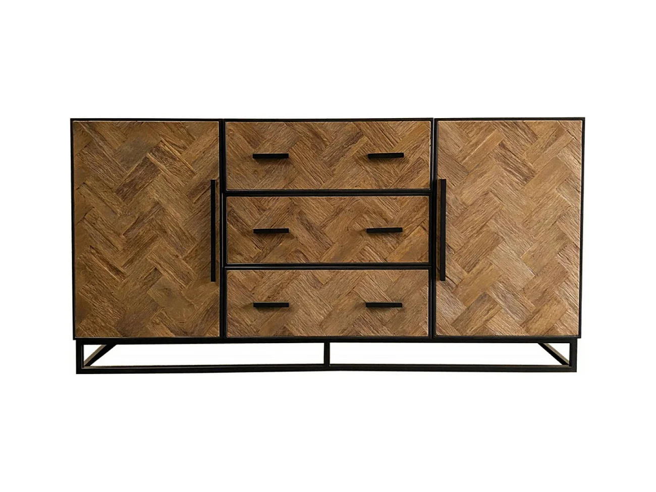 Buffet bas 2 portes 3 tiroirs Bois Marron - Haussmann Interior's