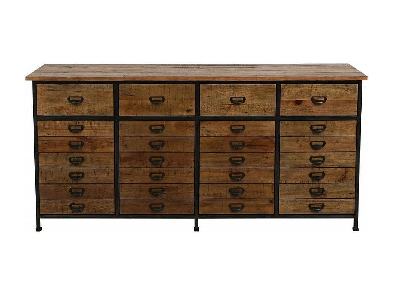 Buffet bas 4 portes 4 tiroirs Bois Marron - Manufacture Interior's