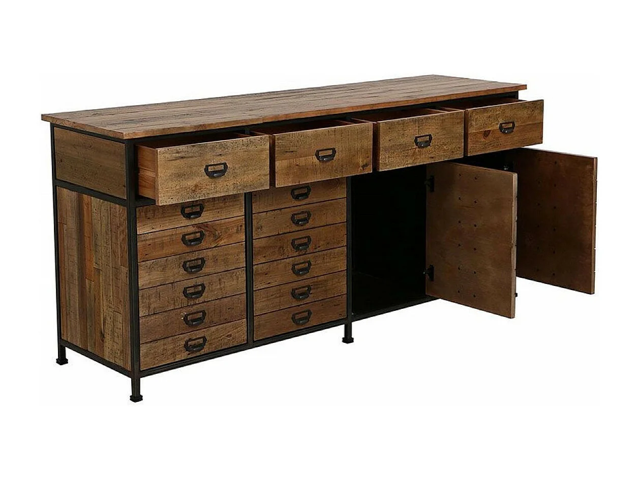 Buffet bas 4 portes 4 tiroirs Bois Marron - Manufacture Interior's