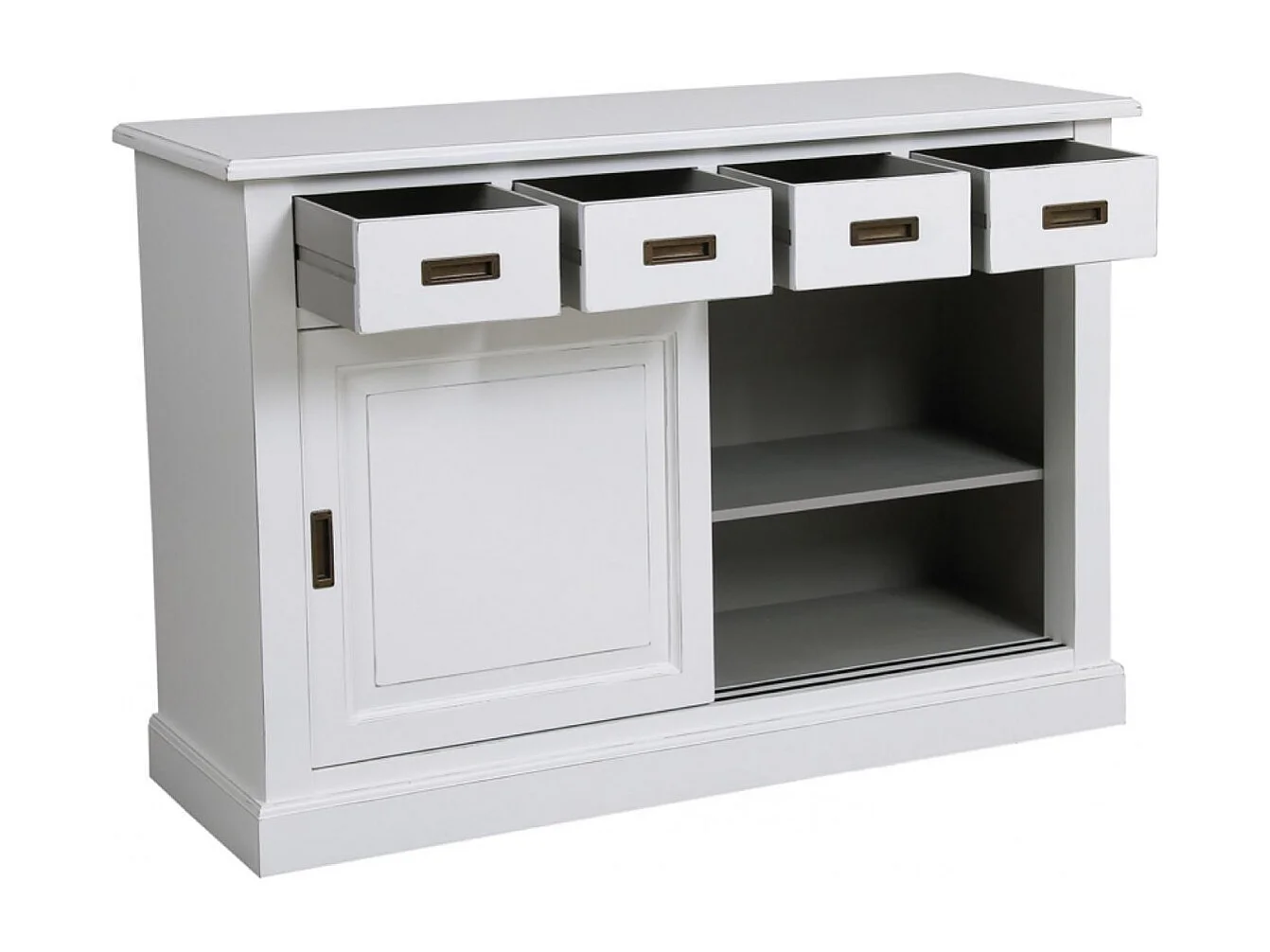 Buffet bas 2 portes 4 tiroirs MDF Blanc - Rhode Island Interior's