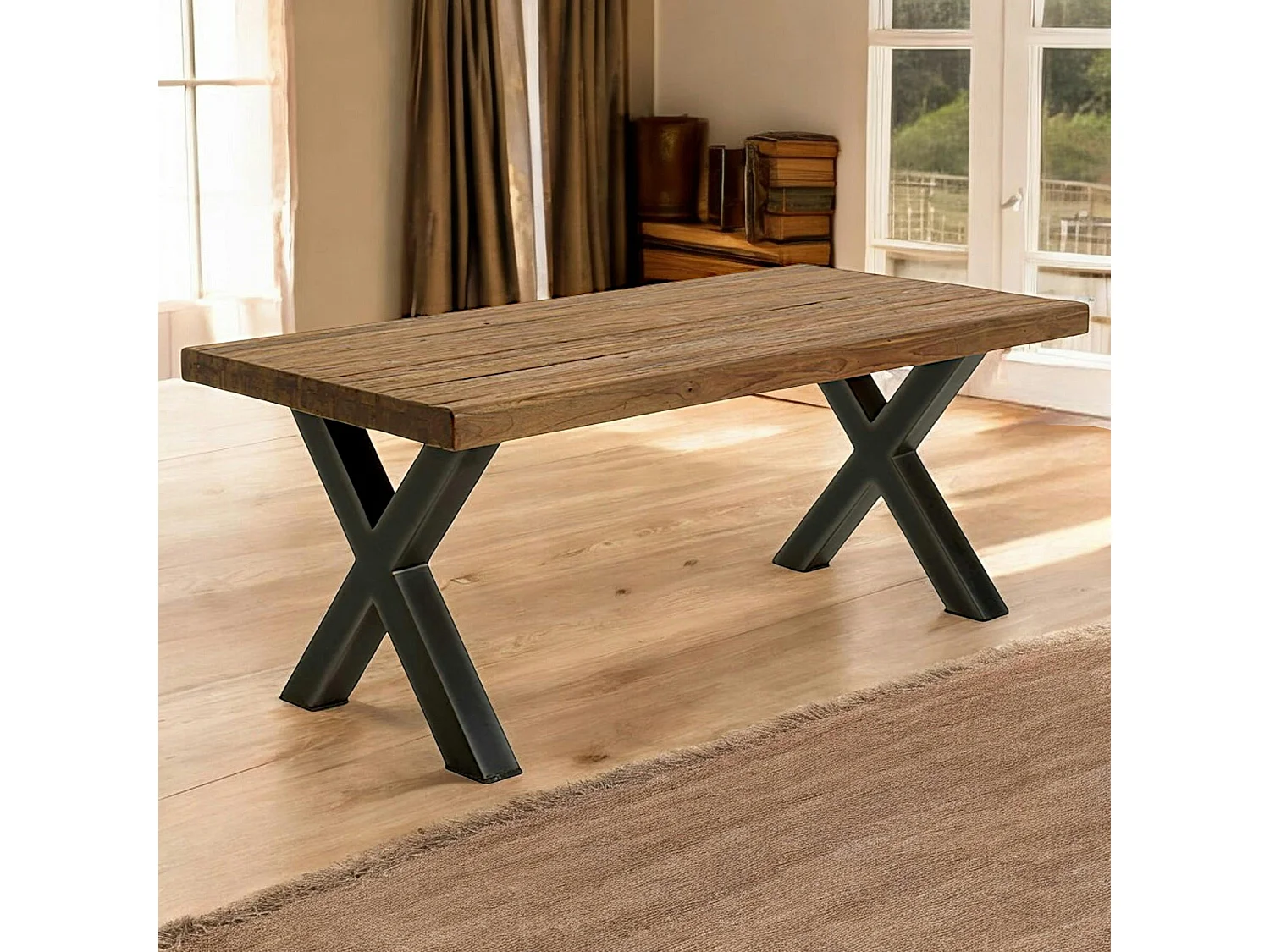 Table à manger en teck recyclé naturel 220cm KERALA