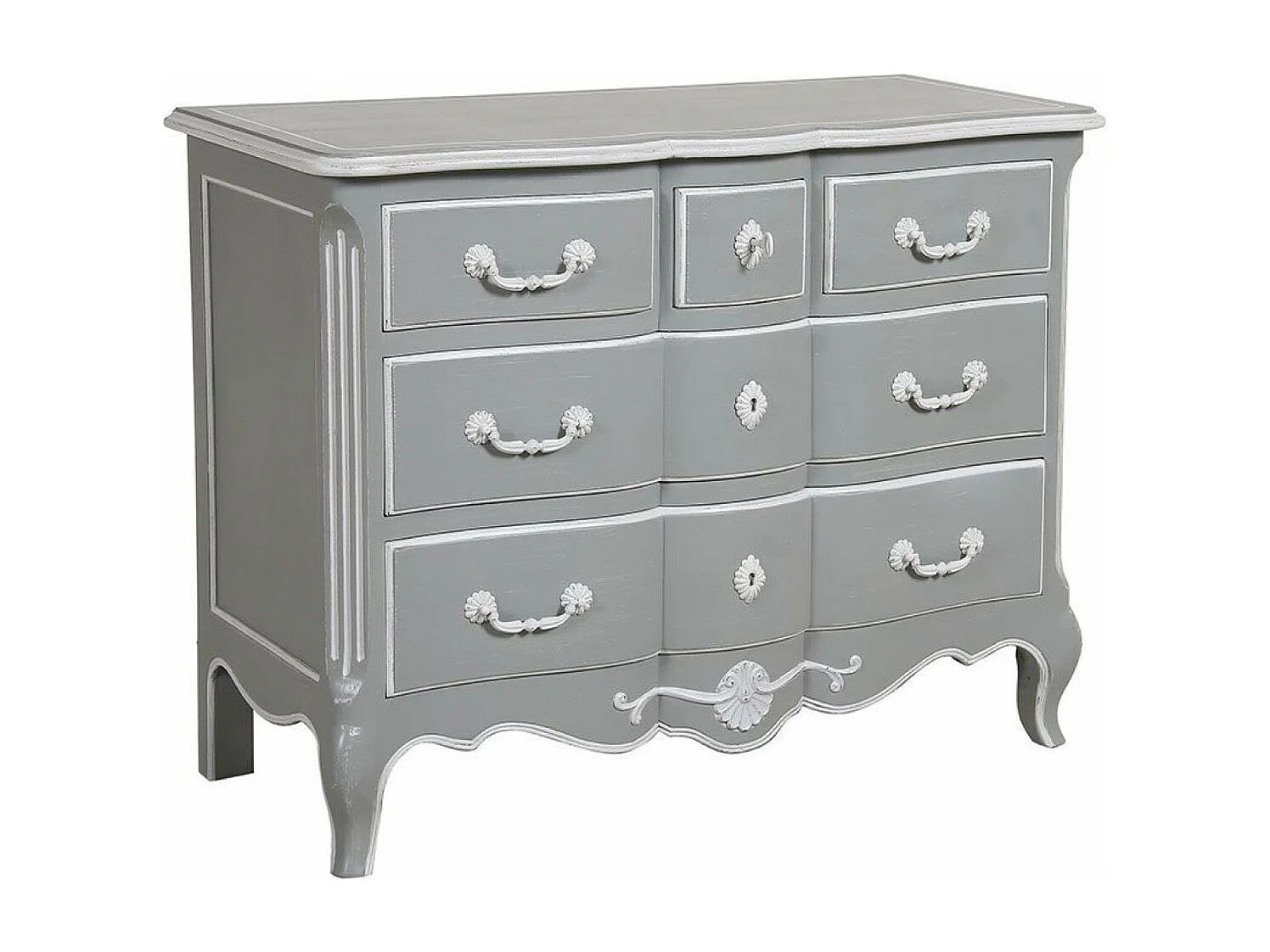 Commode galbée 5 tiroirs MDF Gris - Gustavien Interior's