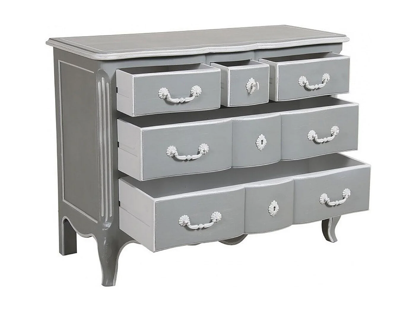 Commode galbée 5 tiroirs MDF Gris - Gustavien Interior's