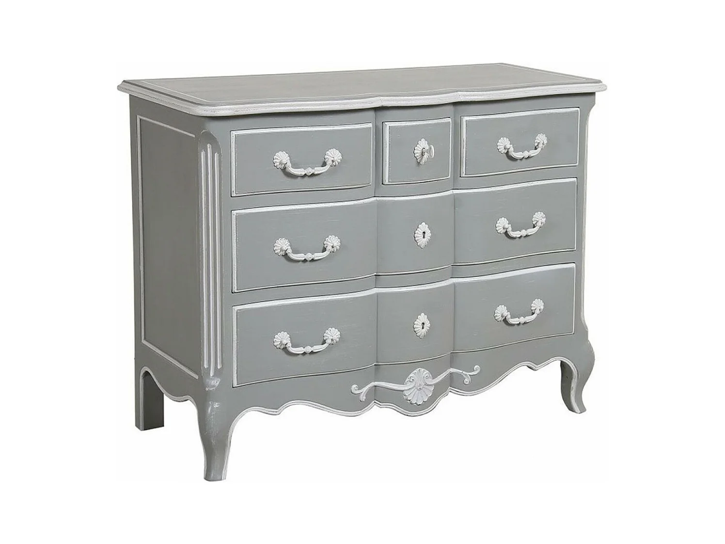 Commode galbée 5 tiroirs MDF Gris - Gustavien Interior's