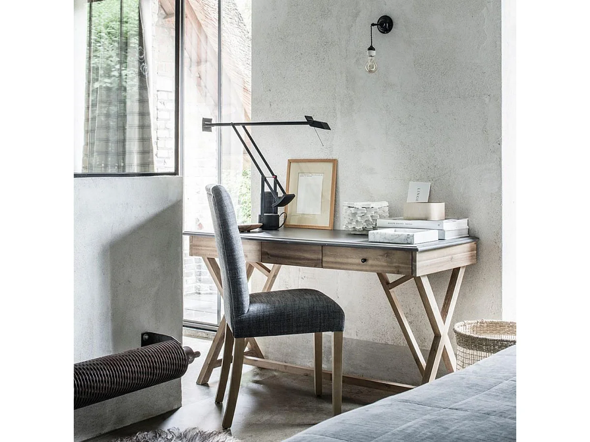 Bureau 3 tiroirs Bois Gris - Horizon Interior's