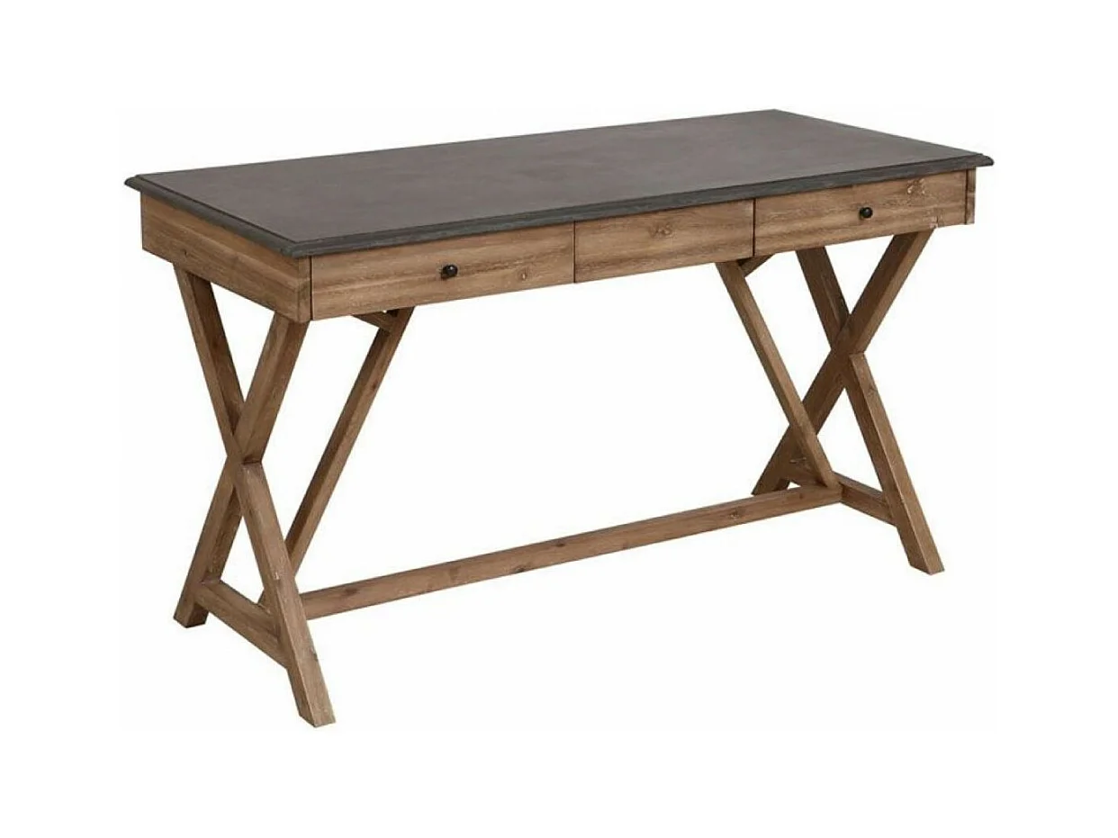 Bureau 3 tiroirs Bois Gris - Horizon Interior's