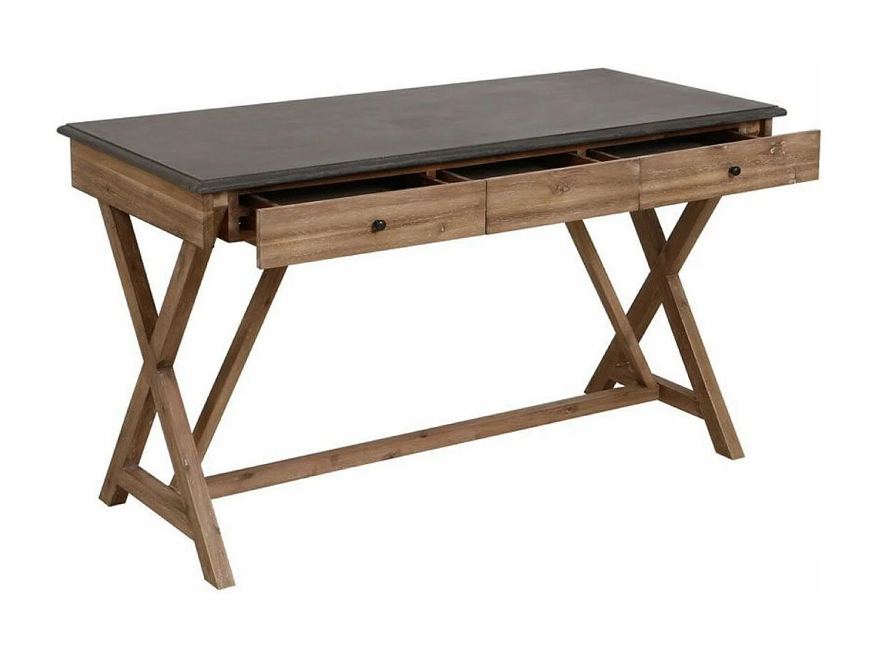 Bureau 3 tiroirs Bois Marron - Horizon Interior's