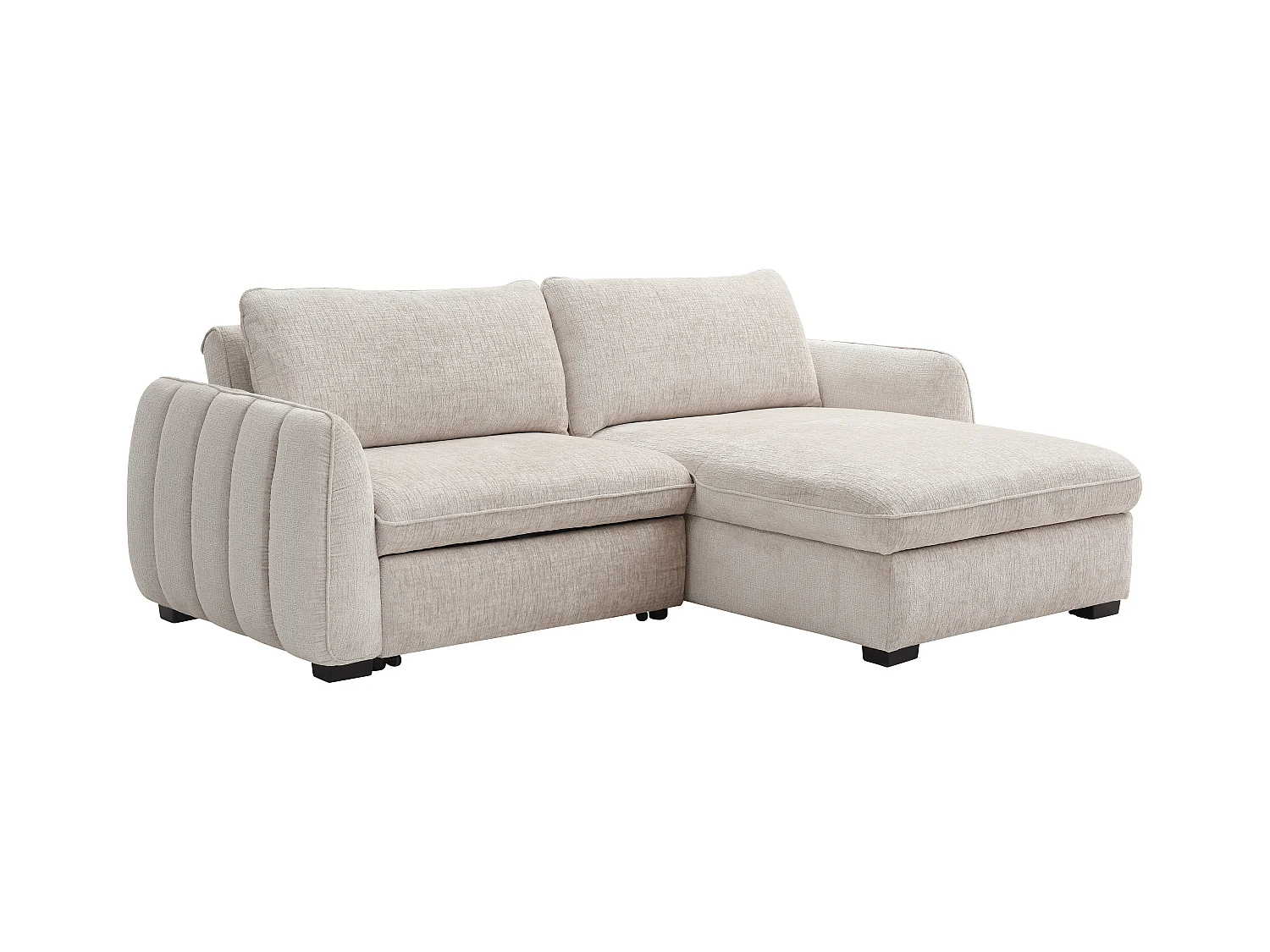 Reversibel hjørnesofabed i beige melert stoff MONAVI