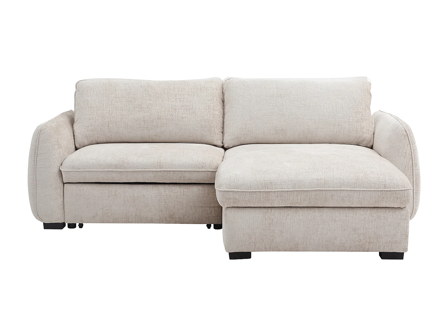 Hörnsoffa som är bäddbar och vändbar i flerfärgat beige tyg MONAVI