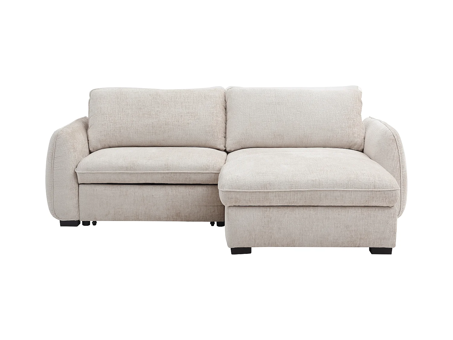 Hörnsoffa som är bäddbar och vändbar i flerfärgat beige tyg MONAVI