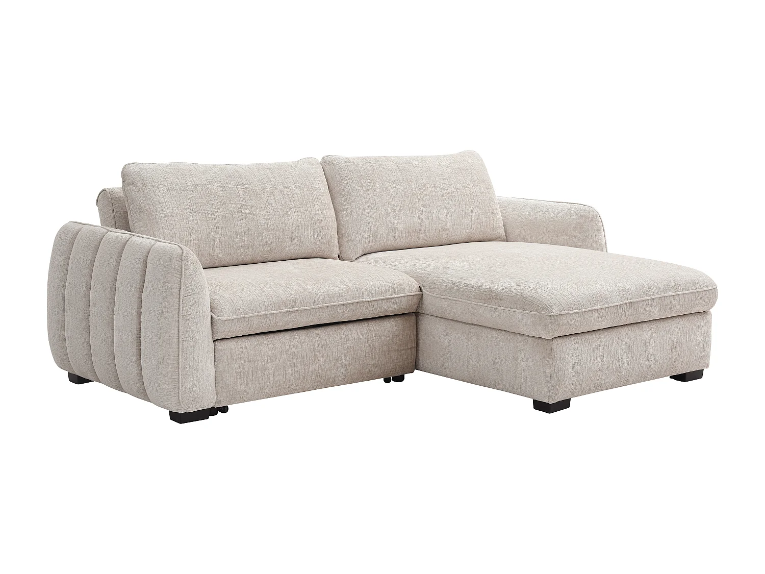 Canapé d'angle convertible et réversible en tissu chiné beige MONAVI