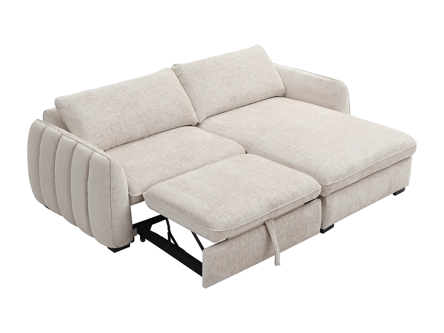Canapé d'angle convertible et réversible en tissu chiné beige MONAVI
